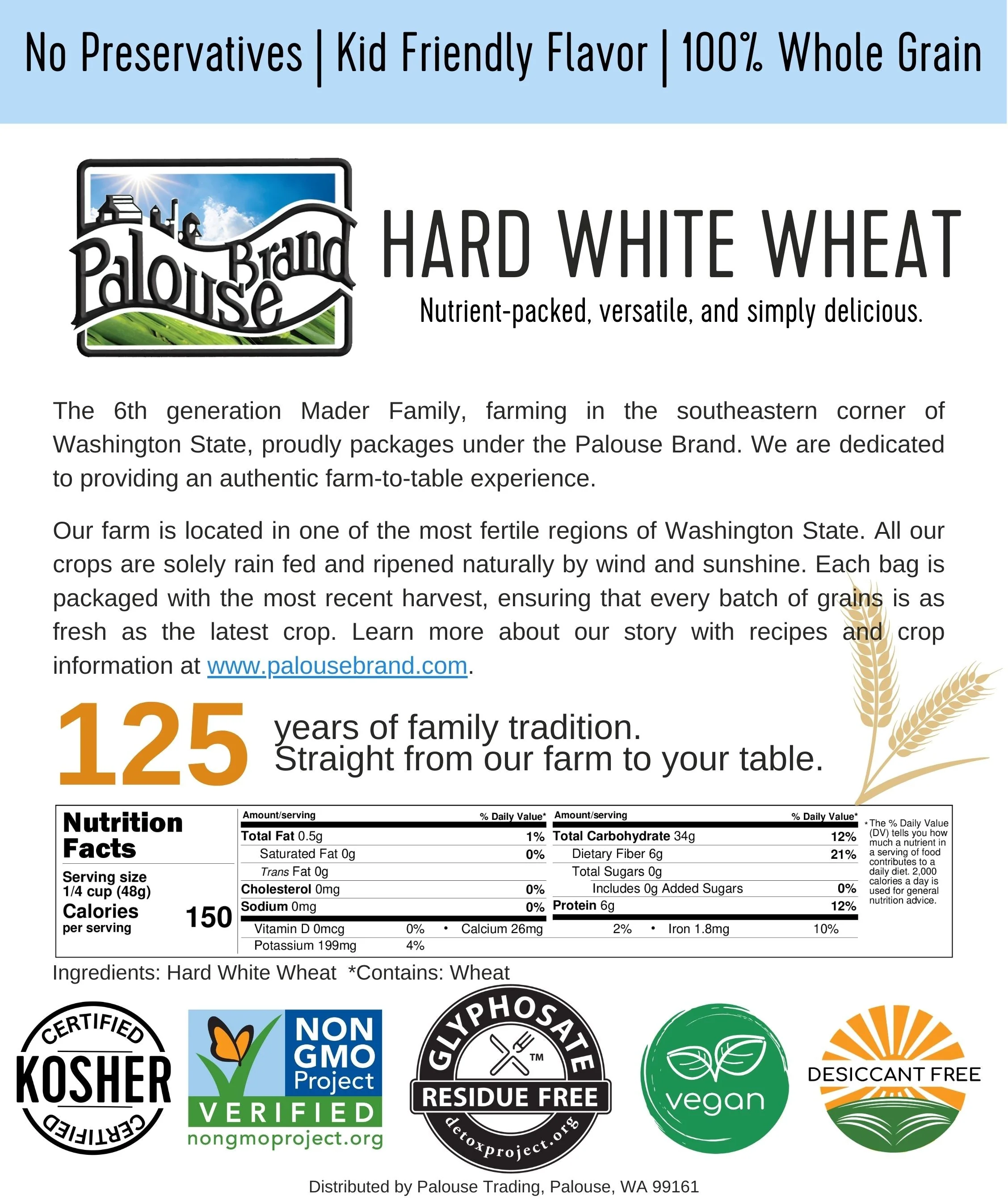 Hard White Wheat Berries | 25 LB Bucket | Certified Glyphosate Residue Free - Image 5