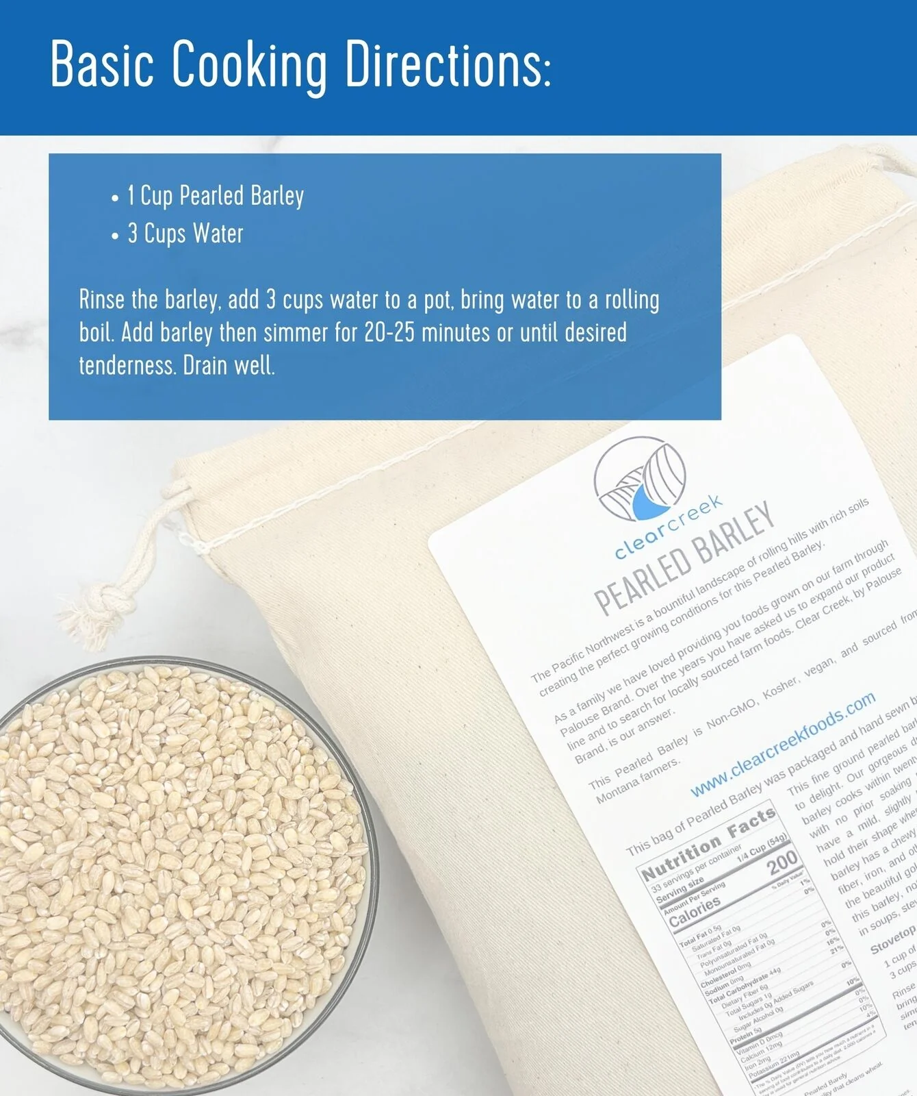 Pearled Barley | 25 LB Bucket | Certified Glyphosate Residue Free - Image 3