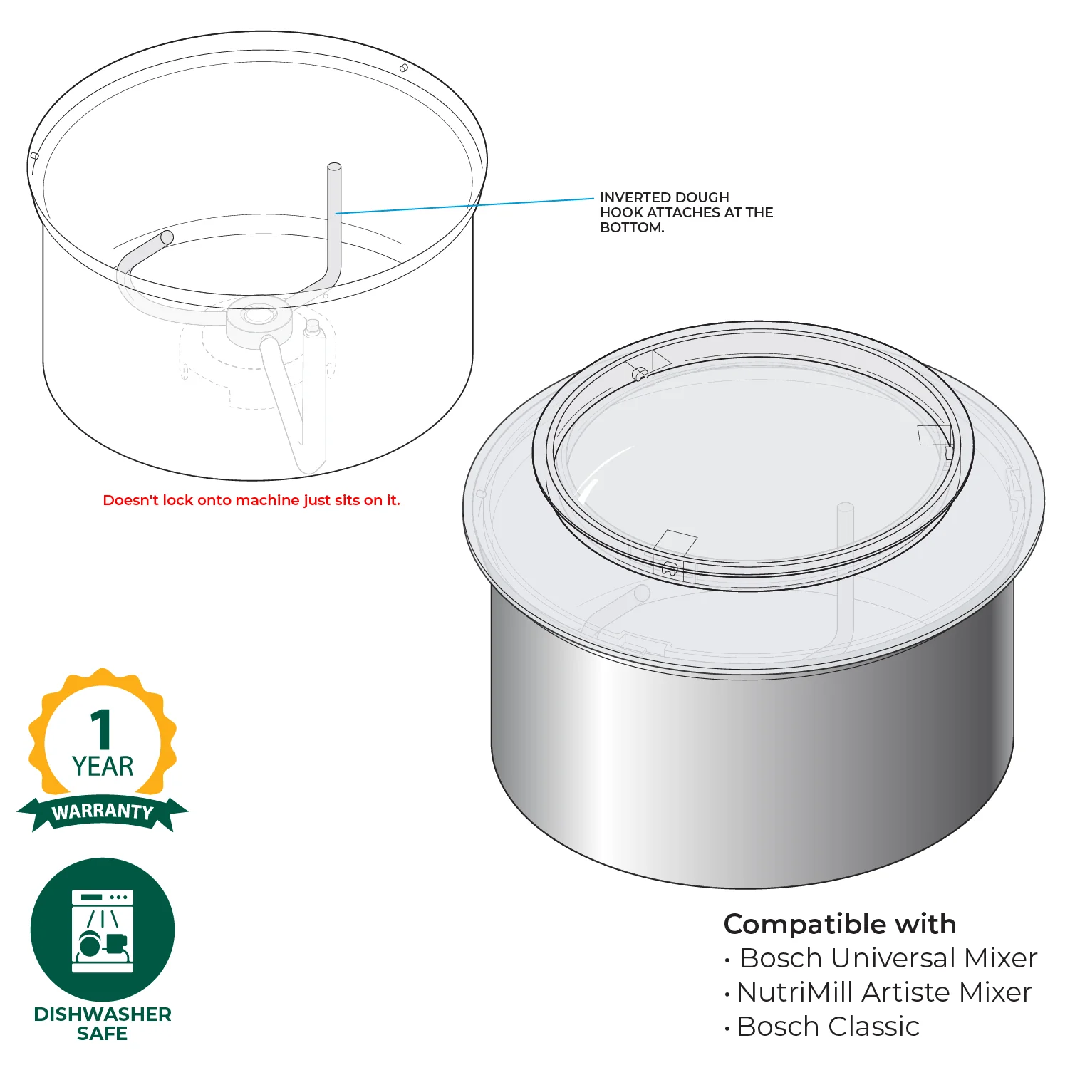 Refurbished Bottom Drive Stainless Steel Bowl - Image 6