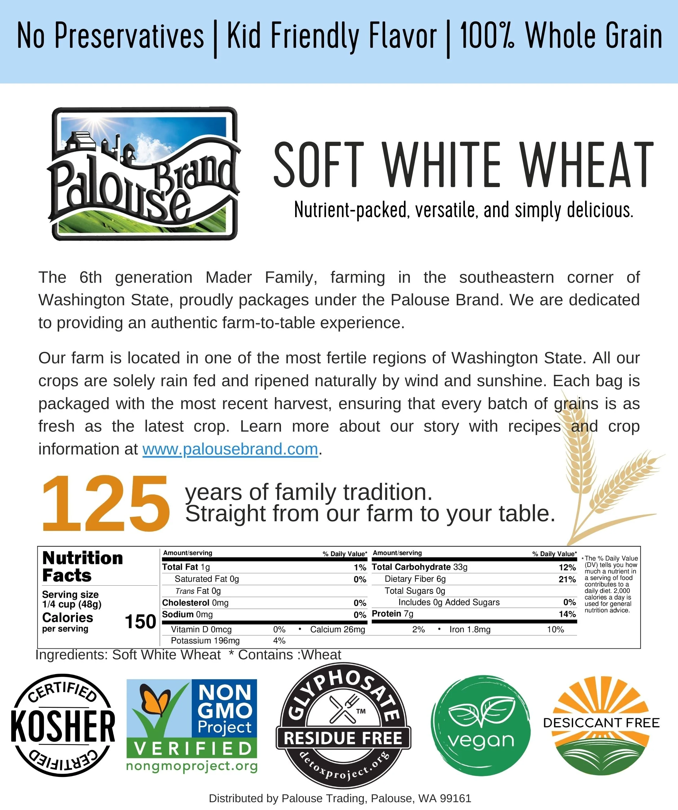 Soft White Wheat | 5 LB | Certified Glyphosate Residue Free - Image 5